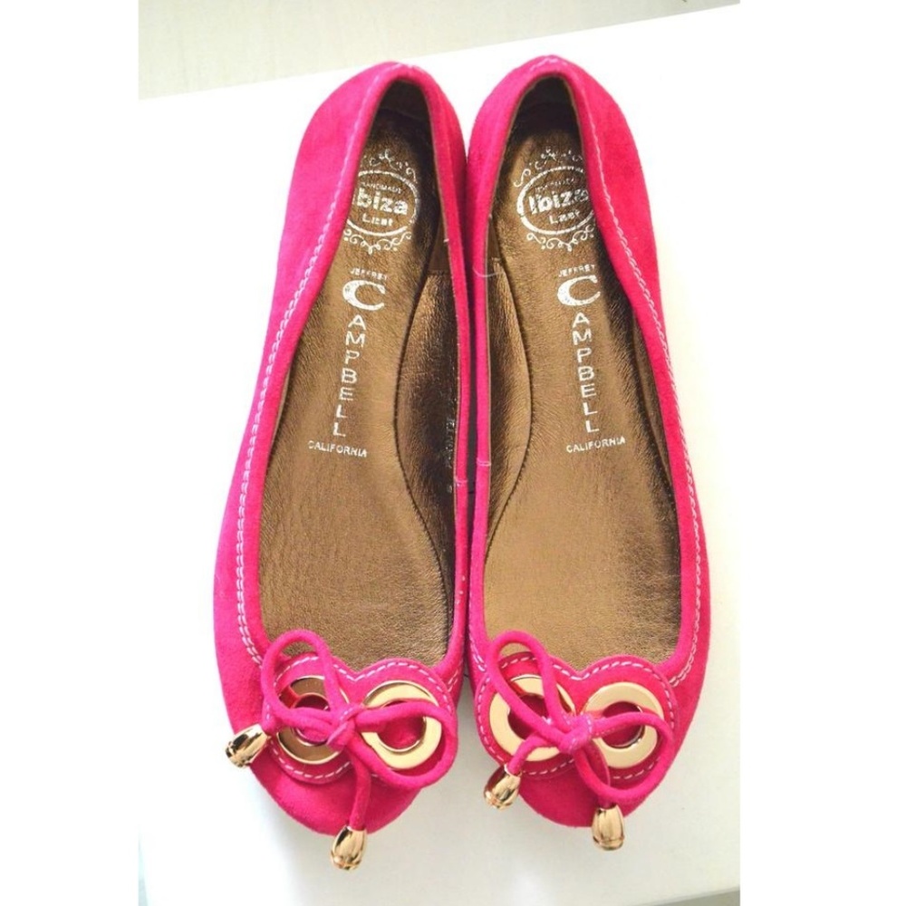 Jeffrey Campbell Pink Fuschia Suede Gold Flats US 8/ 38 New no box